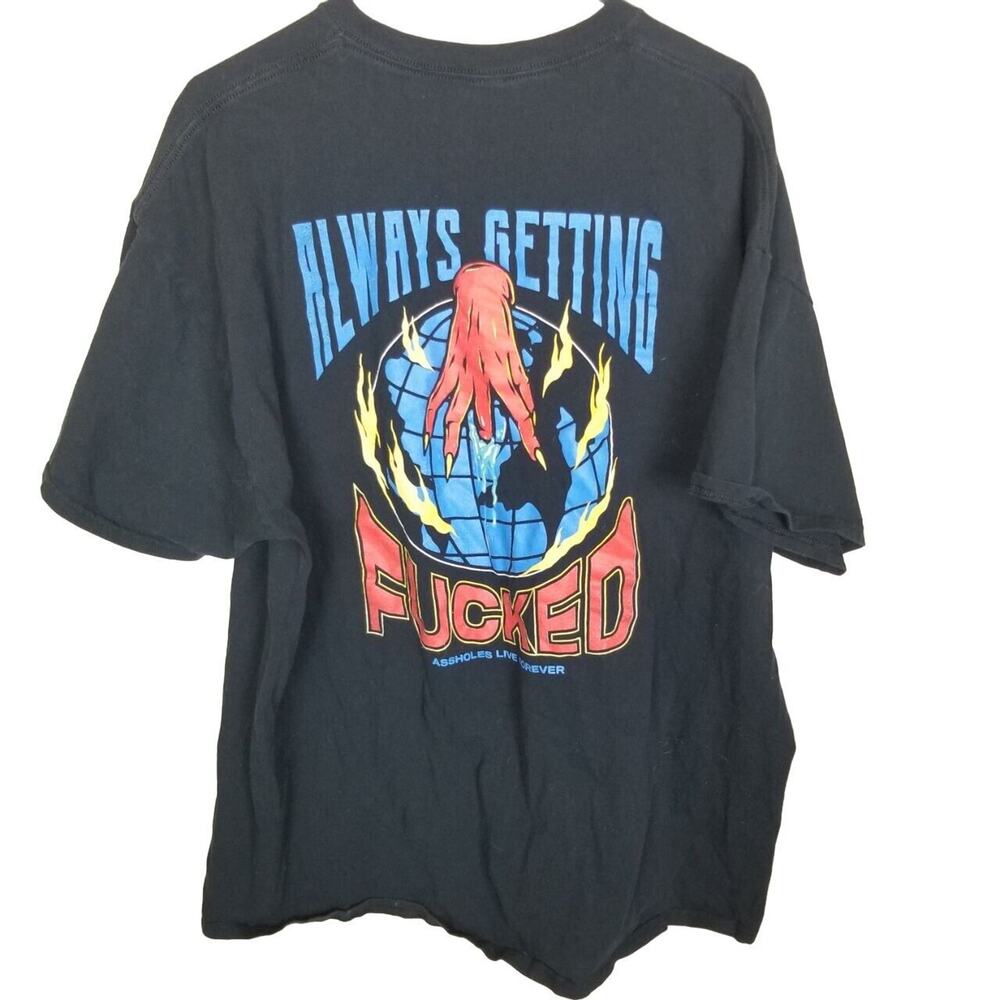 Linda Finegold A**holes Live Forever Mens Graphic Tee Size XXL Crew Neck T-Shirt